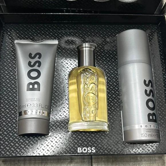 100% Authentic Boss by Hugo Boss Bottled Black and Silver 3 Piece Set